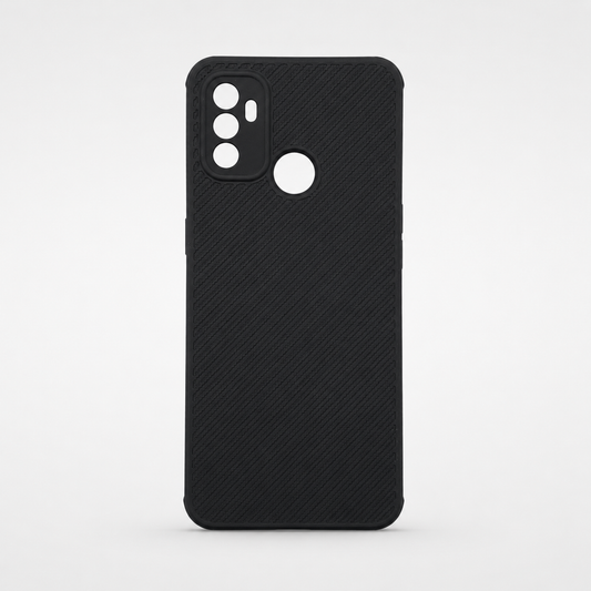 OPPO A53 Carbon Fiber texture Hard Rubber armour back cover shock-porof case