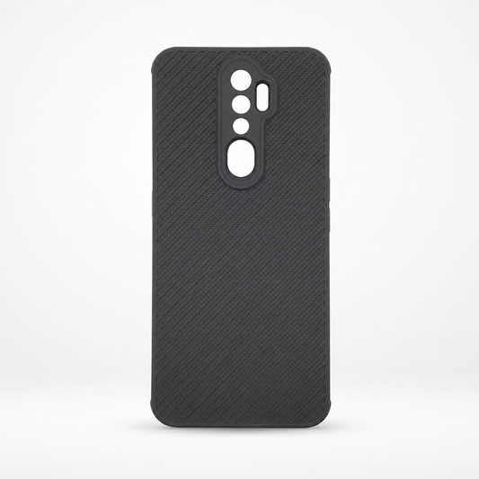 OPPO A5 2020 Carbon Fiber texture Hard Rubber armour back cover shock-porof case