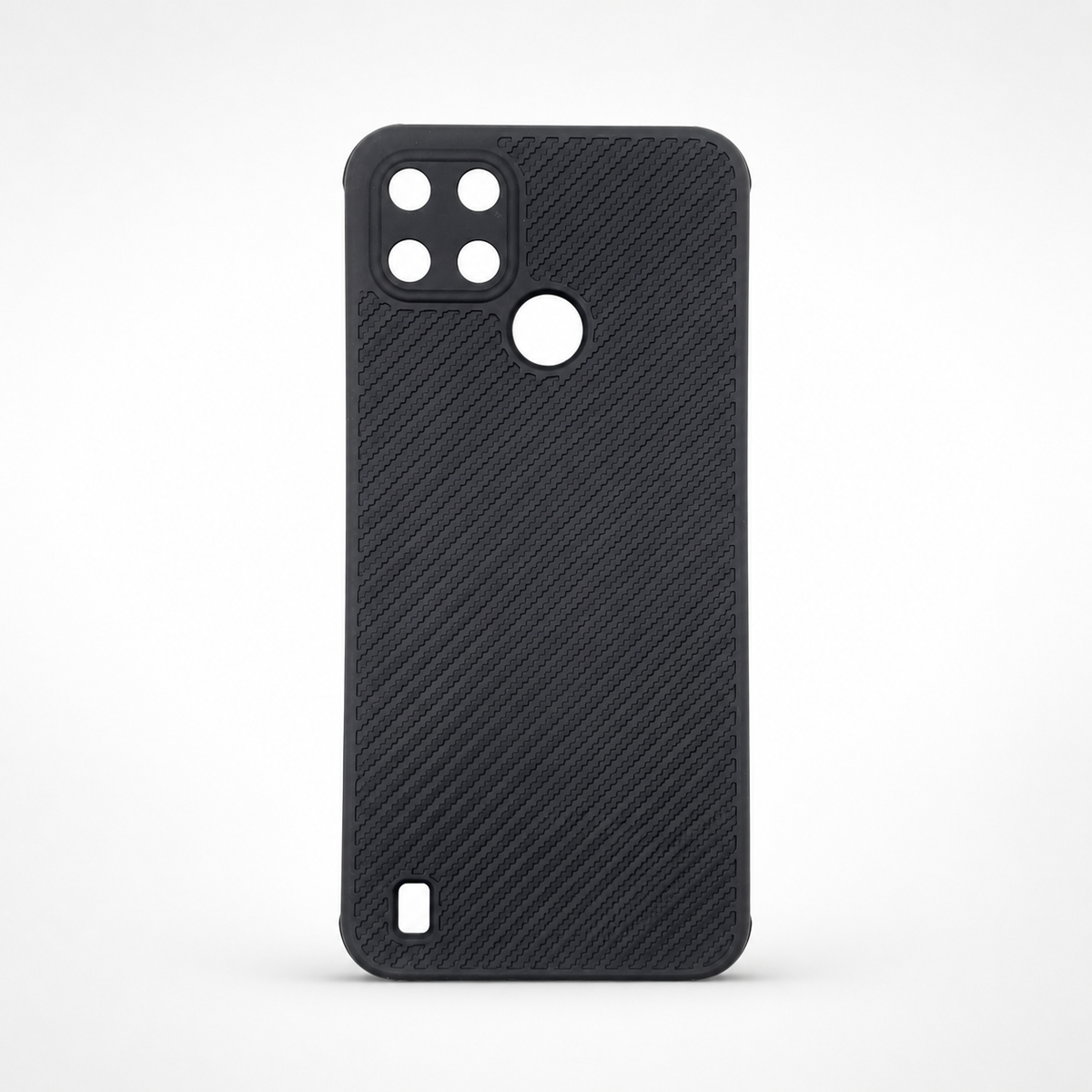 Realme C21Y Carbon Fiber texture Hard Rubber armour back cover shock-porof case