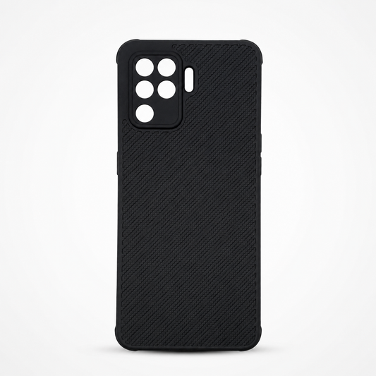 OPPO F19 Pro Carbon Fiber texture Hard Rubber armour back cover shock-porof case