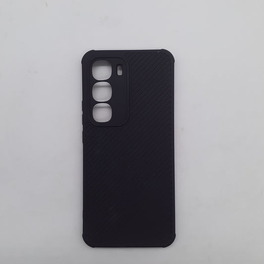 infinix Hot 60 Pro Plus Carbon Fiber texture Hard Rubber armour back cover shock-porof case