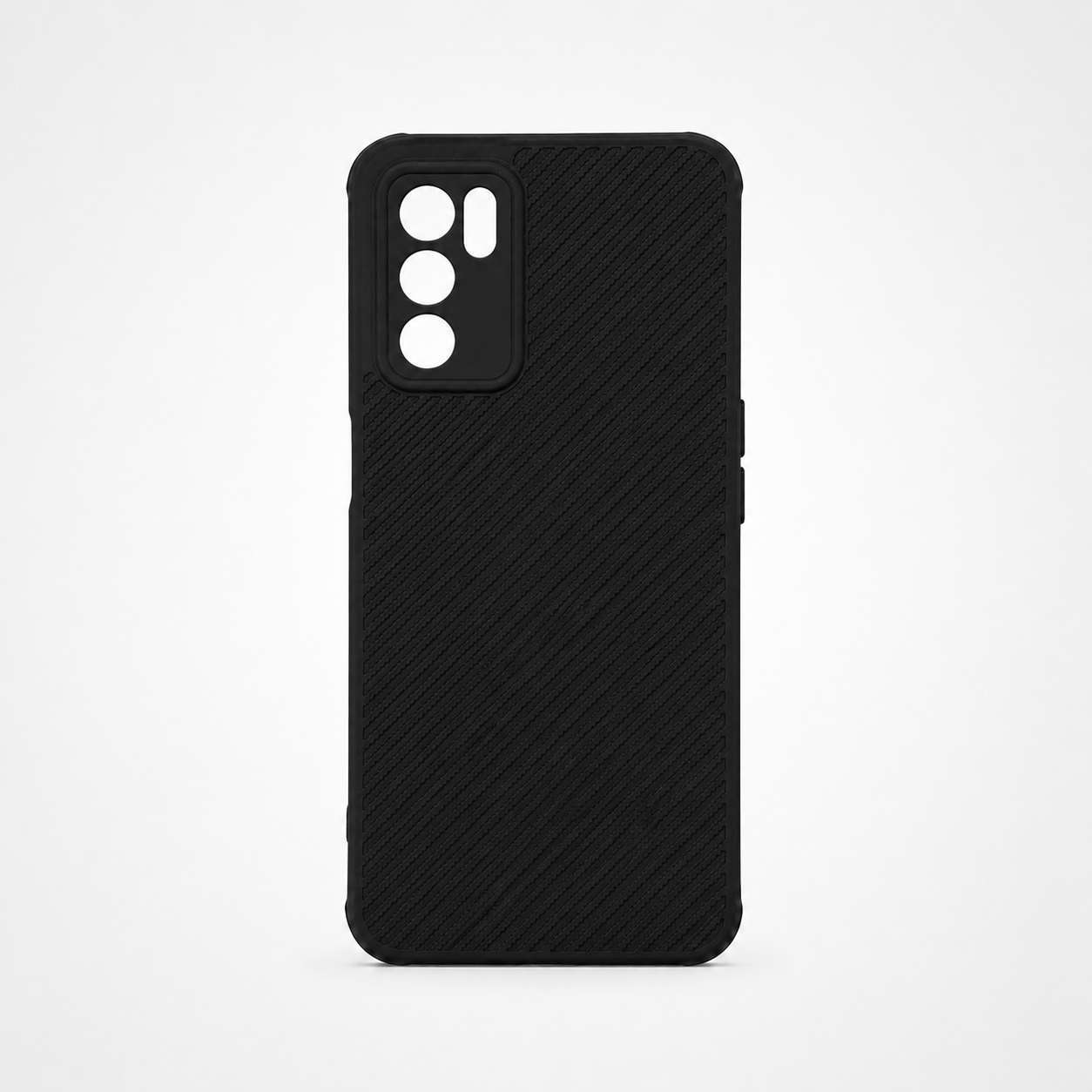 OPPO A16 Carbon Fiber texture Hard Rubber armour back cover shock-porof case