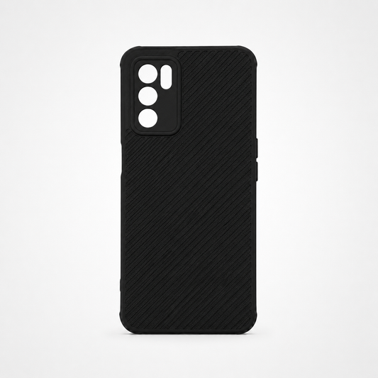 OPPO A16 Carbon Fiber texture Hard Rubber armour back cover shock-porof case