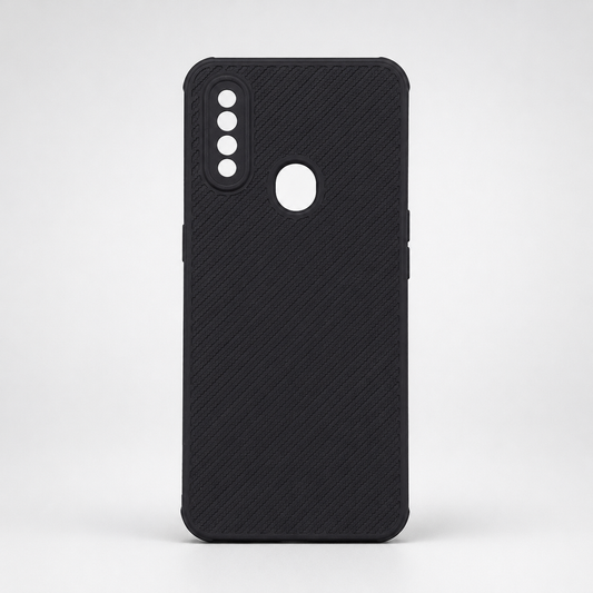 OPPO A8 Carbon Fiber texture Hard Rubber armour back cover shock-porof case