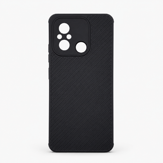 Redmi 12C Carbon Fiber texture Hard Rubber armour back cover shock-porof case