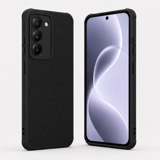 Redmi 15 4G Carbon Fiber texture Hard Rubber armour back cover shock-porof case