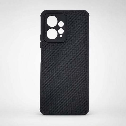 Redmi Note 12 Carbon Fiber texture Hard Rubber armour back cover shock-porof case
