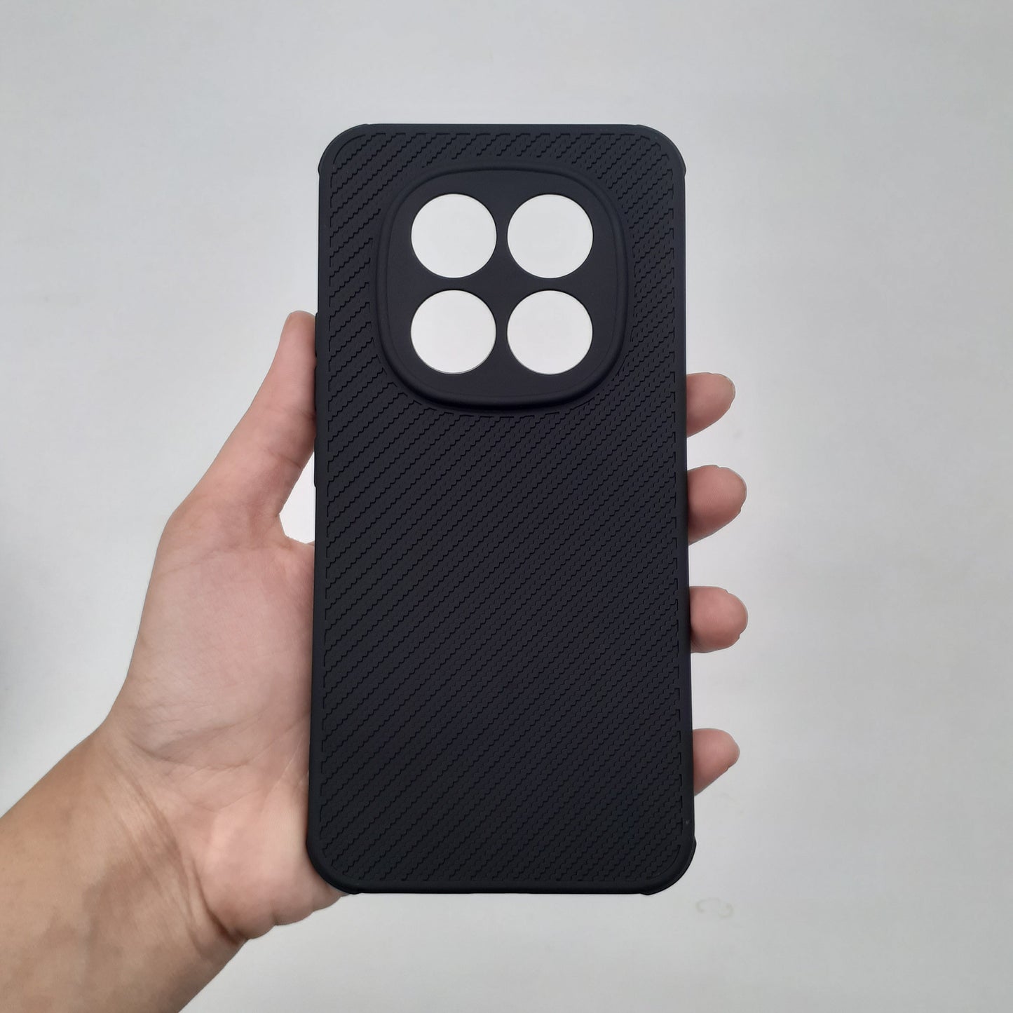 Redmi Note 15 Pro Plus Carbon Fiber texture Hard Rubber armour back cover shock-porof case