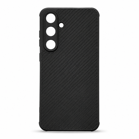 Samsung S24 FE Carbon Fiber texture Hard Rubber armour back cover shock-porof case