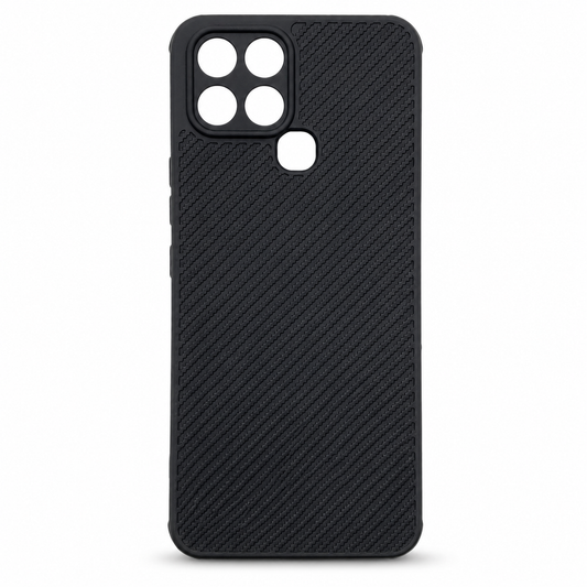 infinix Smart 6 Carbon Fiber texture Hard Rubber armour back cover shock-porof case