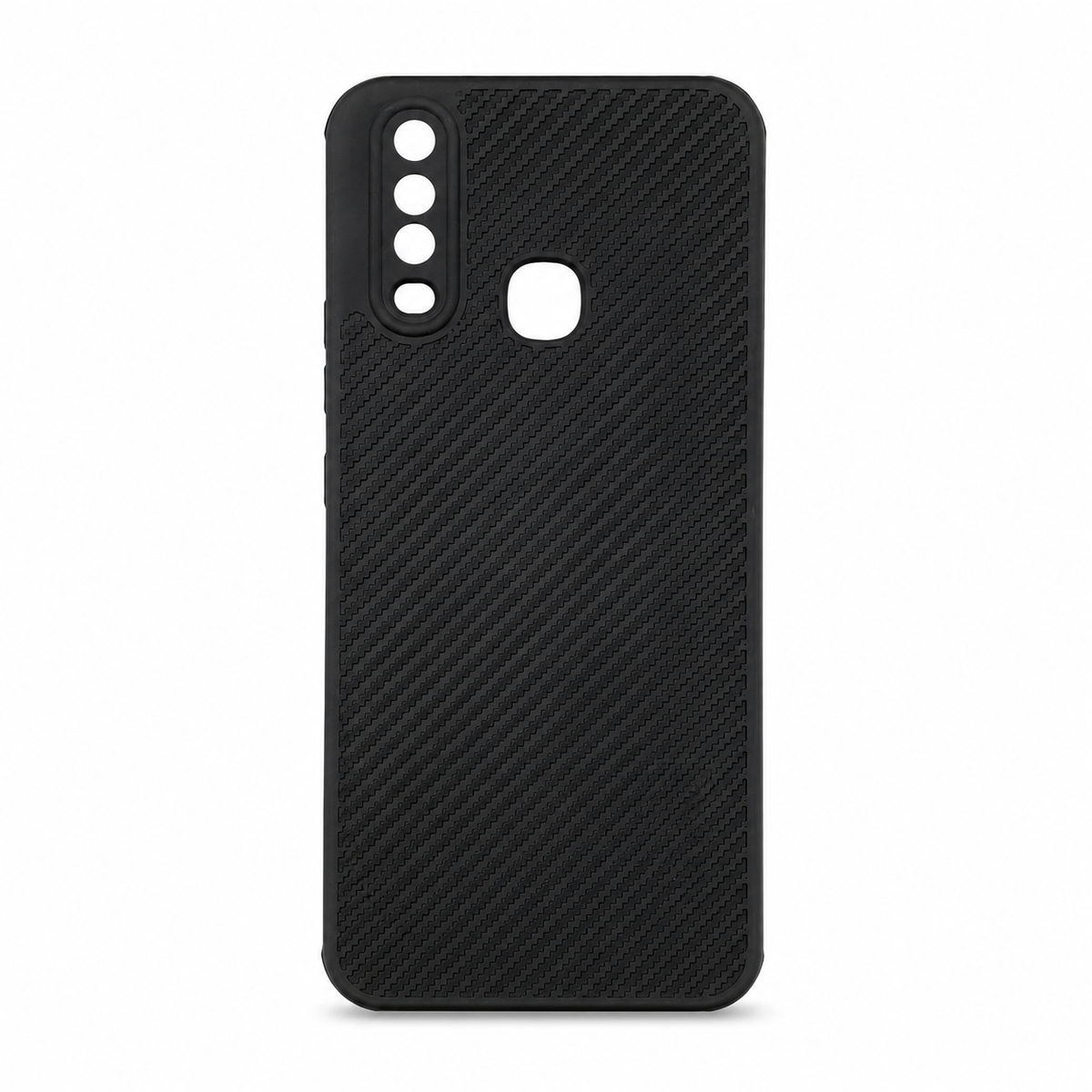 Vivo Y12 Carbon Fiber texture Hard Rubber armour back cover shock-porof case