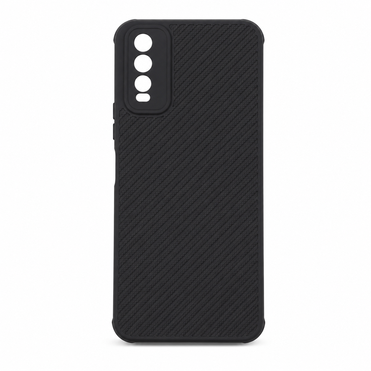 Vivo Y20 Carbon Fiber texture Hard Rubber armour back cover shock-porof case