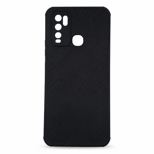 Vivo Y30 Carbon Fiber texture Hard Rubber armour back cover shock-porof case