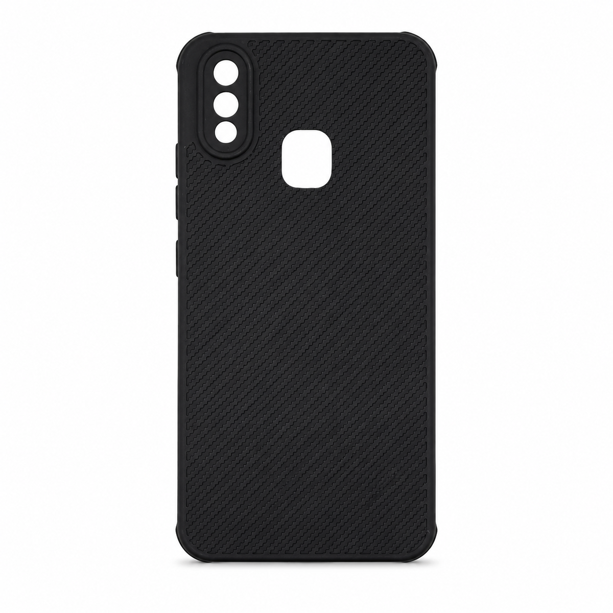 Vivo Y91 Carbon Fiber texture Hard Rubber armour back cover shock-porof case