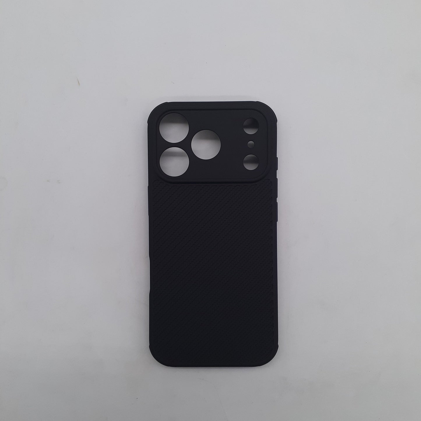 iPhone 17 Pro Carbon Fiber texture Hard Rubber armour back cover shock-porof case