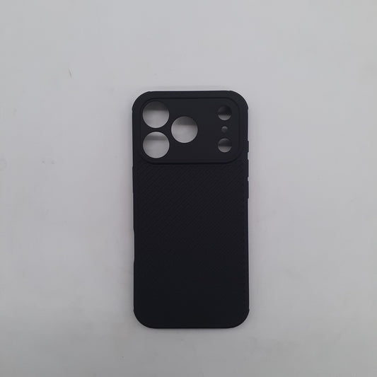 iPhone 17 Pro Carbon Fiber texture Hard Rubber armour back cover shock-porof case
