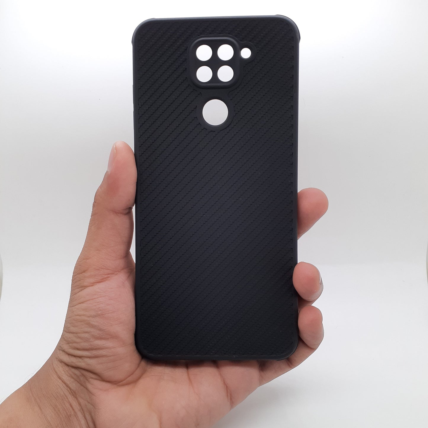Redmi Note 9 Carbon Fiber texture Hard Rubber armour back cover shock-porof case