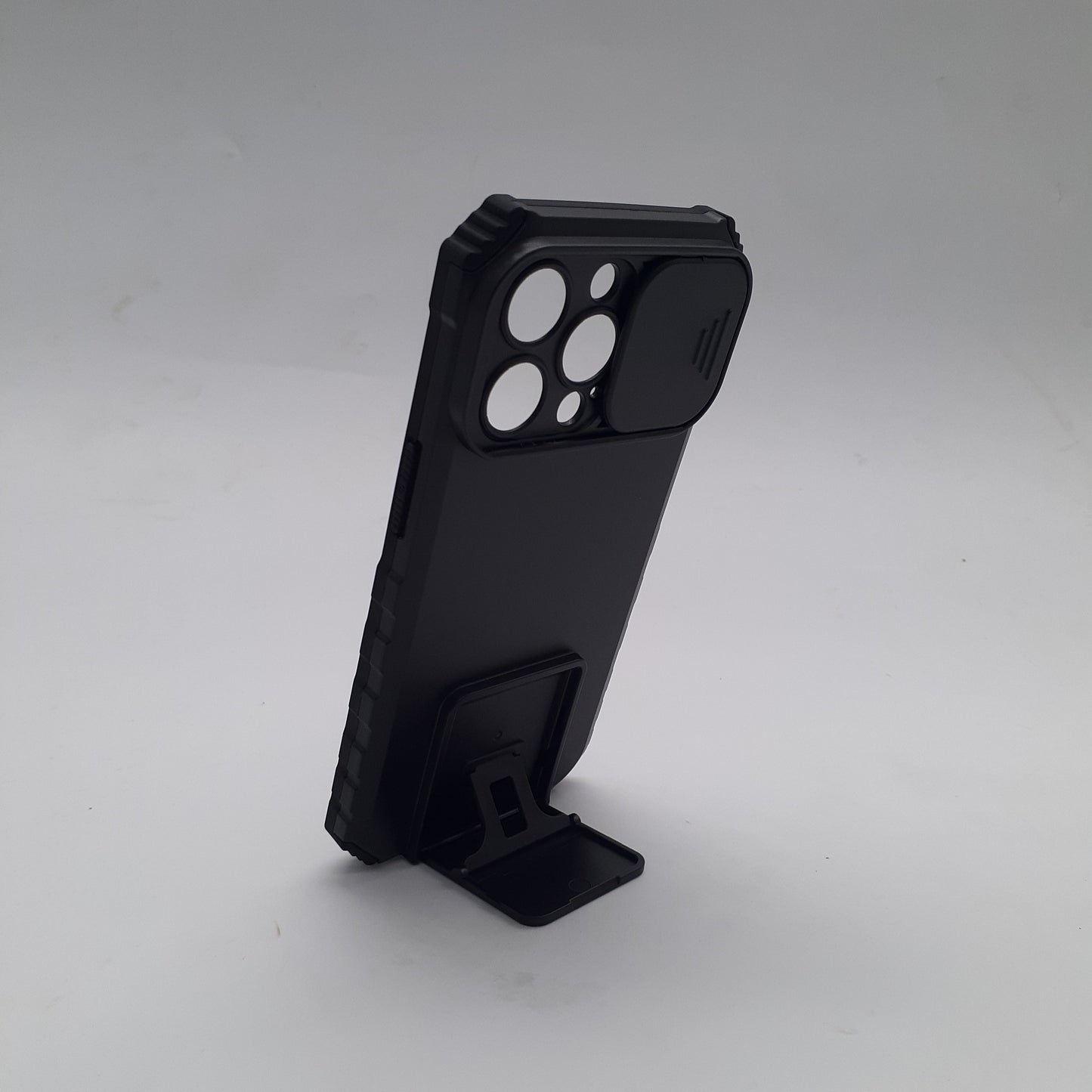 iPhone 13 Pro Heavy-Duty Protective Case with Integrated Camera Slide Cover and Multi-Angle Built-in Kickstand for Maximum Privacy and Hands-Free Viewing