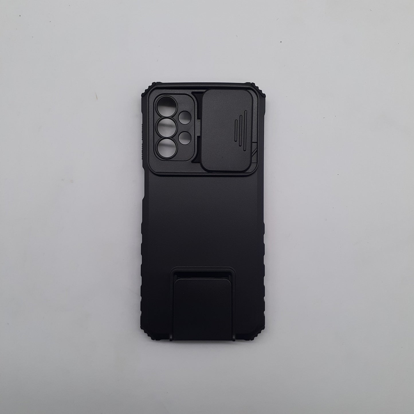 Samsung A23 Heavy Duty Protective Phone Case with Camera Slide Cover and Integrated Kickstand for Hands-Free Viewing