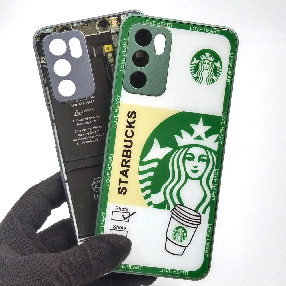 OPPO A16 pack of 2 Glass Back Covers Stabucks and Circuit Design