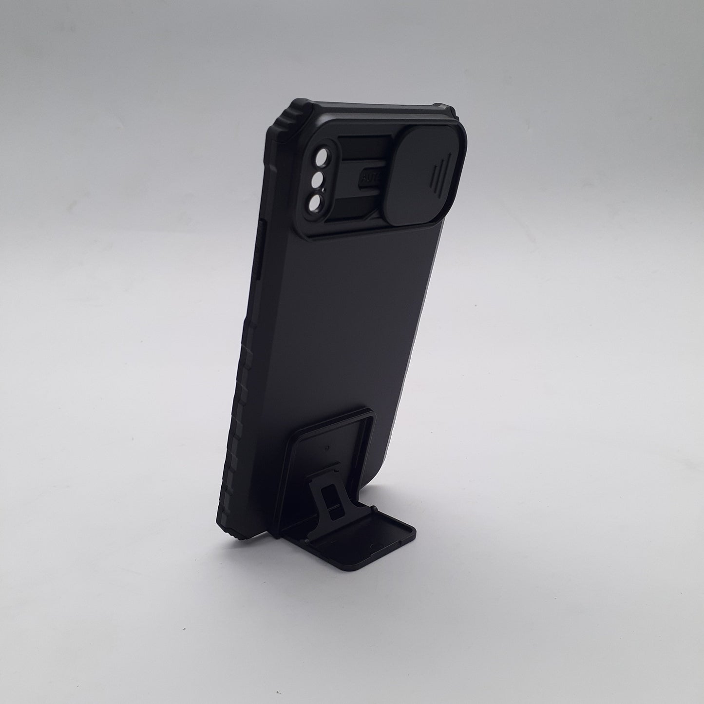 iPhone Xs Max Heavy Duty Shockproof Case with Sliding Camera Lens Protector Cover and Integrated Kickstand/Built-in Stand