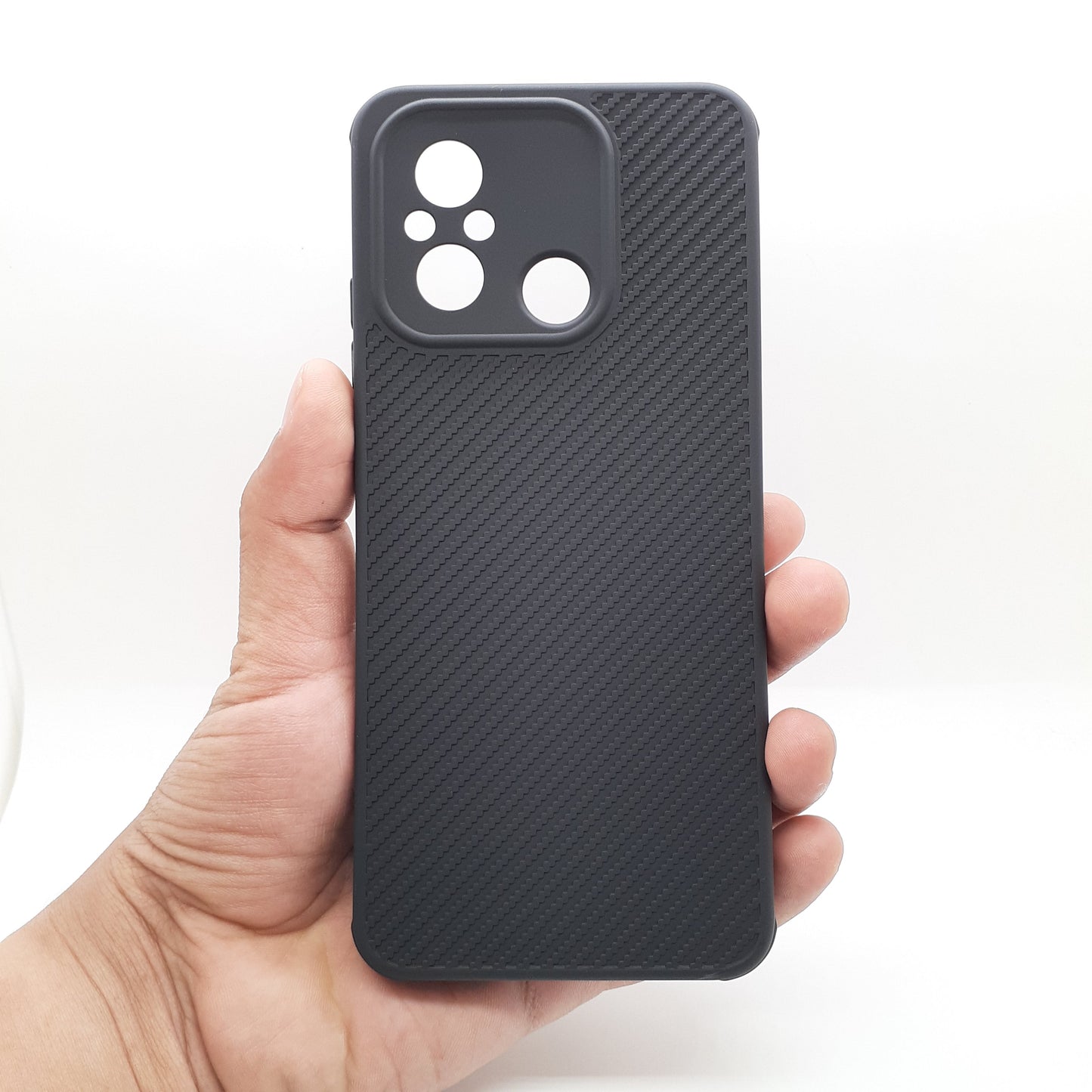 Redmi 12C Carbon Fiber texture Hard Rubber armour back cover shock-porof case