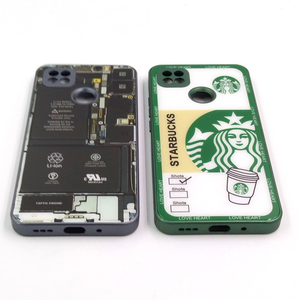 Redmi 9C pack of 2 Glass Back Covers Stabucks and Circuit Design