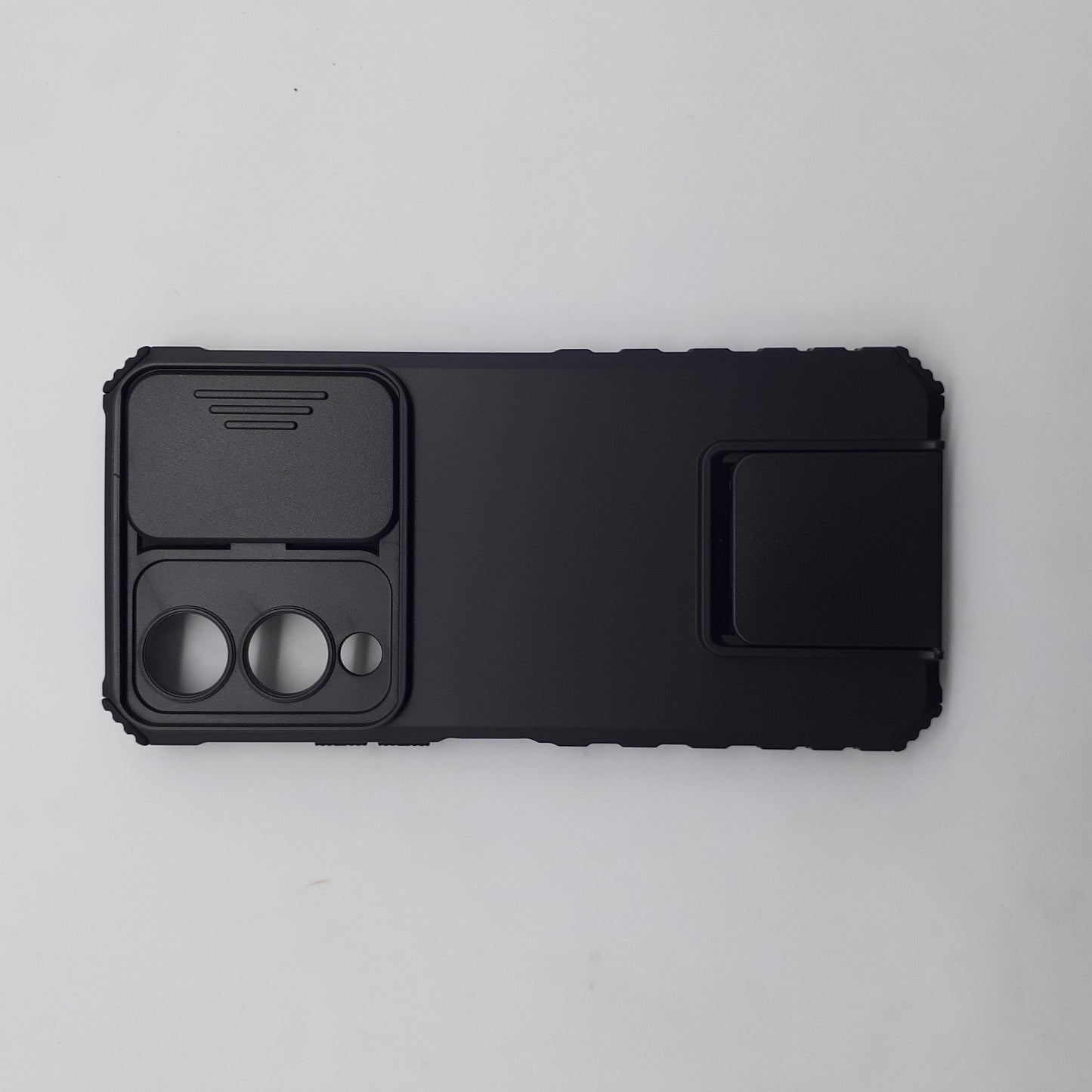 Vivo Y17s Shockproof Armor Case with Slide Push Pull Camera Lens Protection and Invisible Live Stand Phone Back Cover