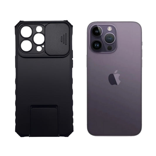 iPhone 14 Pro Max Case with Slide Camera Cover, Heavy Duty Shockproof Bumper, and Built-in Kickstand for Magnetic Car Mount Holder