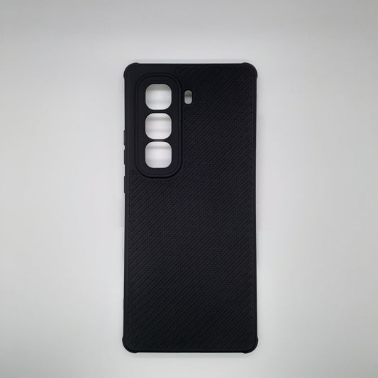 infinix HOT 50 Pro Plus Carbon Fiber texture Hard Rubber armour back cover shock-porof case