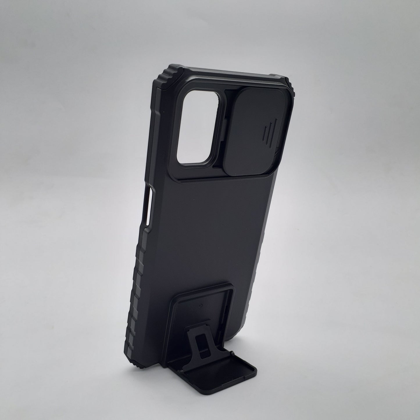 OPPO A92 Shockproof Case with Camera Slide Cover and Built-in Kickstand, Heavy Duty Protection, Anti-Scratch, Full Body Cover