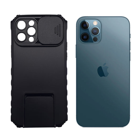 iPhone 12 Pro Heavy Duty Protective Case with Sliding Camera Cover and Integrated Kickstand for Hands-Free Viewing