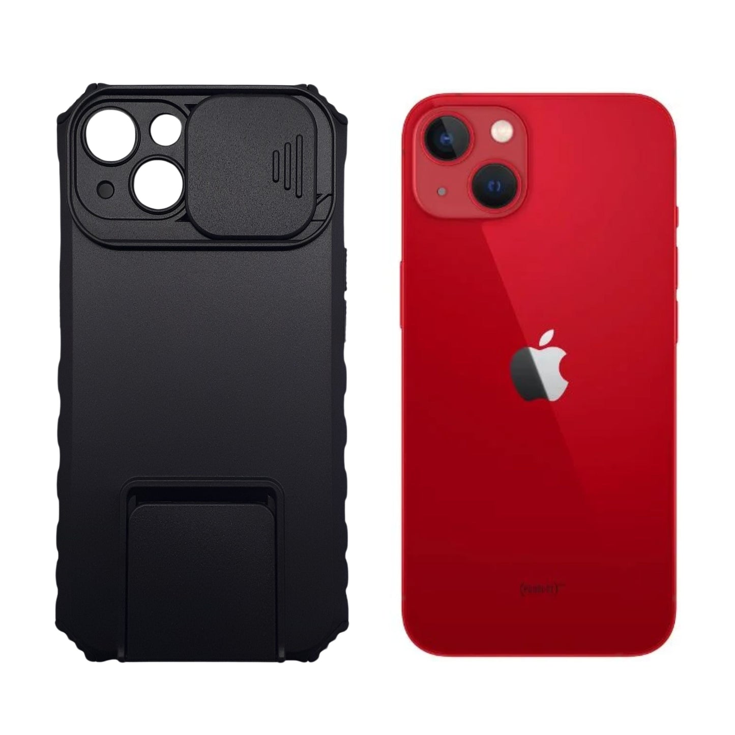 iPhone 13 Heavy Duty Case with Slide Camera Cover Lens Protection and Integrated Kickstand for Hands-Free Viewing