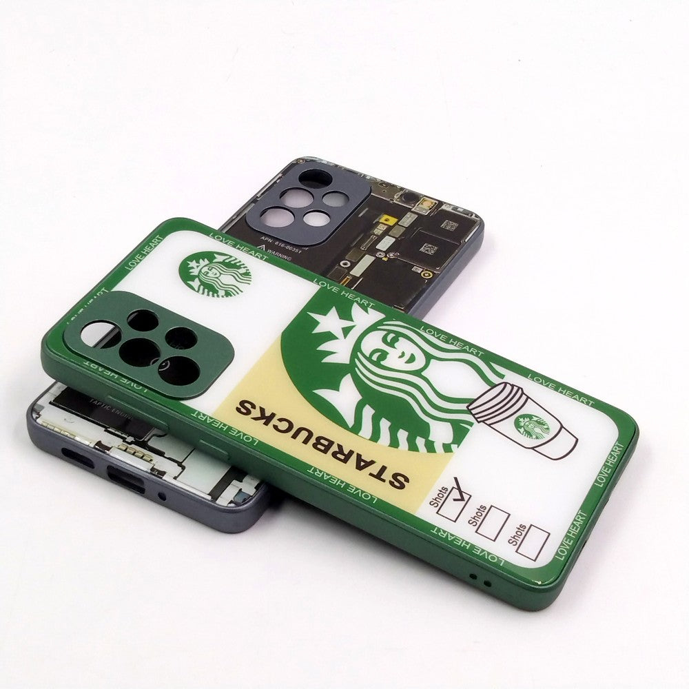 Samsung A73 pack of 2 Glass Back Covers Stabucks and Circuit Design