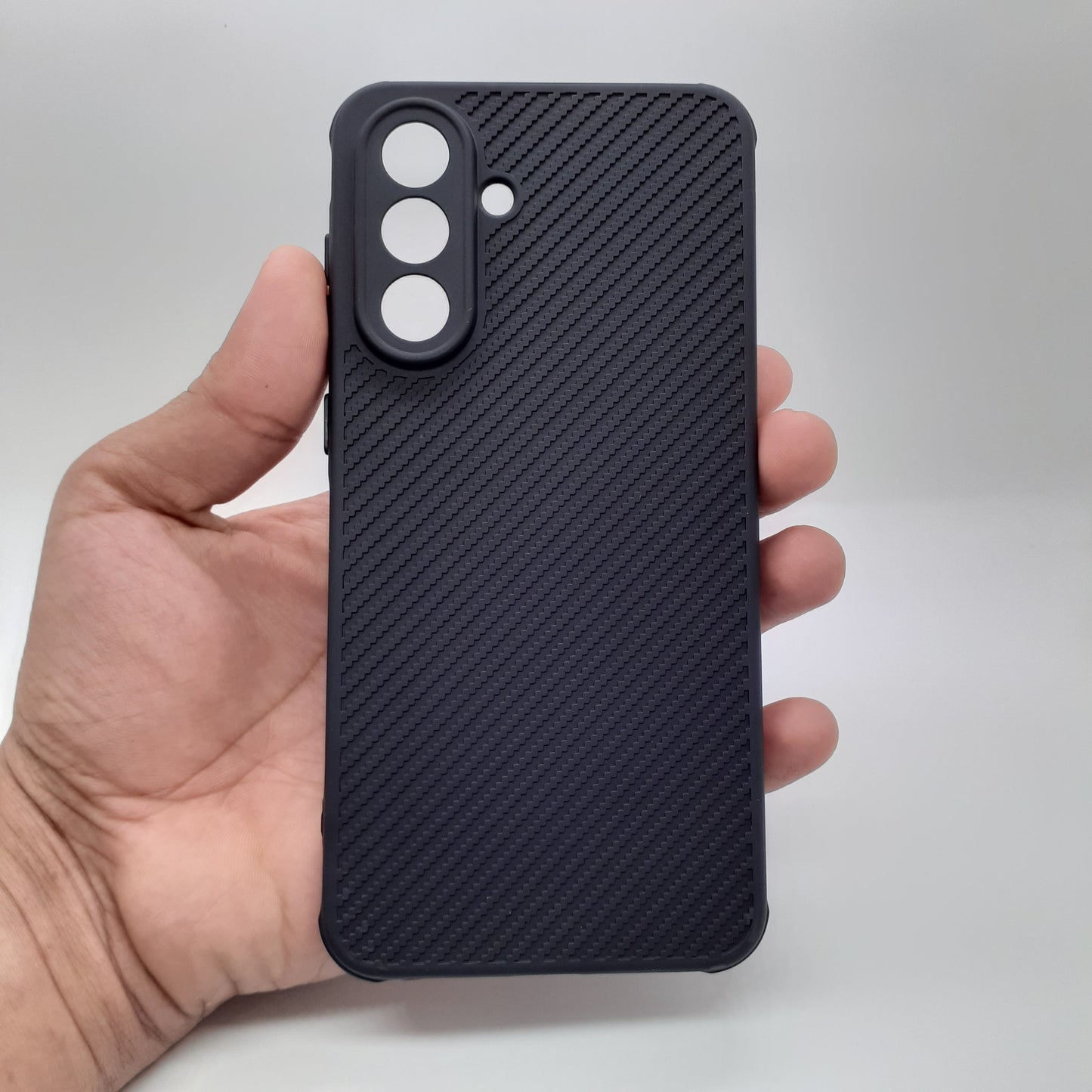 Samsung A56 Carbon Fiber texture Hard Rubber armour back cover shock-porof case