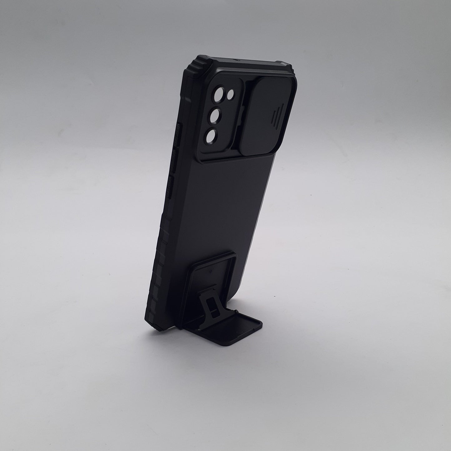 Samsung A02s Case, Heavy Duty Shockproof Protective Cover with Sliding Camera Lens Protector and Foldable Kickstand Built-in Stand