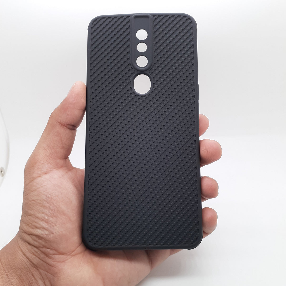 OPPO F11 Pro Carbon Fiber texture Hard Rubber armour back cover shock-porof case
