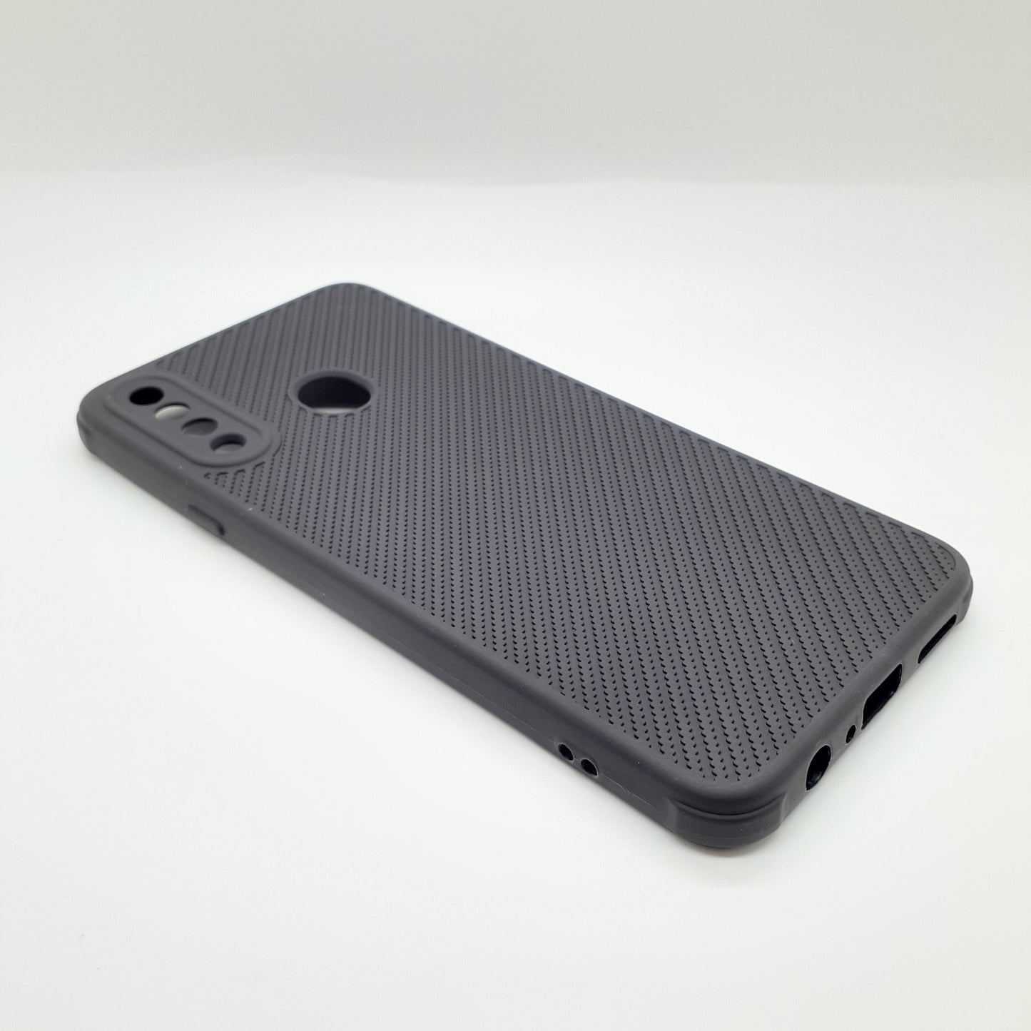 Samsung A20s Carbon Fiber texture Hard Rubber armour back cover shock-porof case