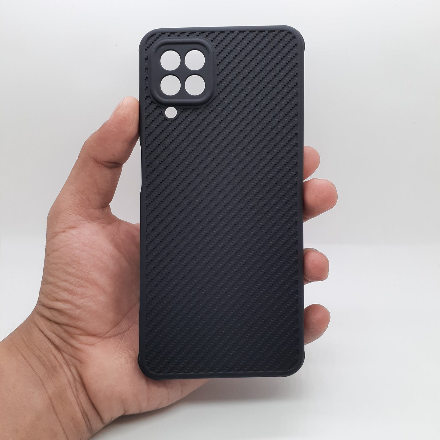 Samsung A22 Carbon Fiber texture Hard Rubber armour back cover shock-porof case
