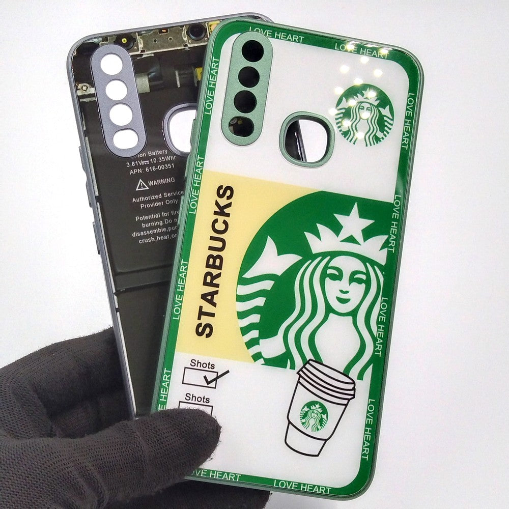 Vivo Y12 pack of 2 Glass Back Covers Stabucks and Circuit Design