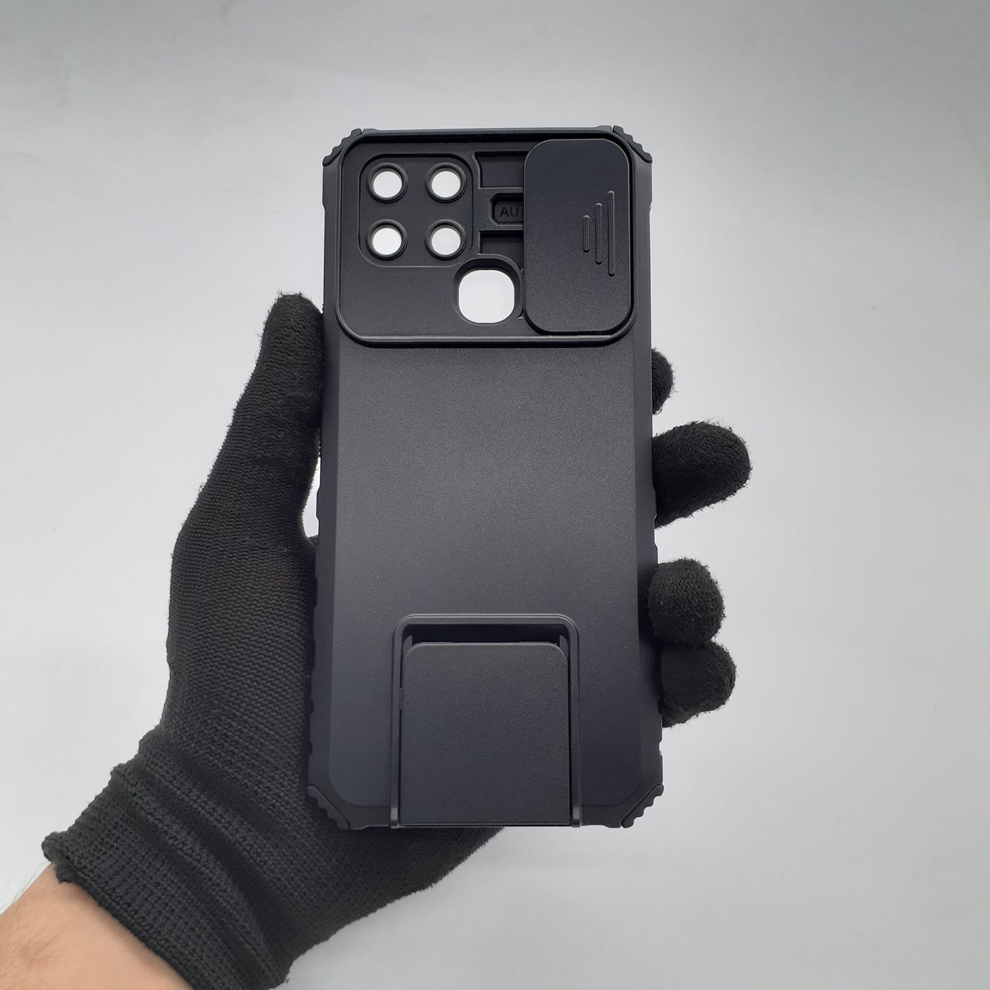 infinix Smart 6 Slide Camera Cover Case with Built-in Kickstand, Heavy Duty Shockproof Armor PC TPU Protection Stand Mobile Phone Case