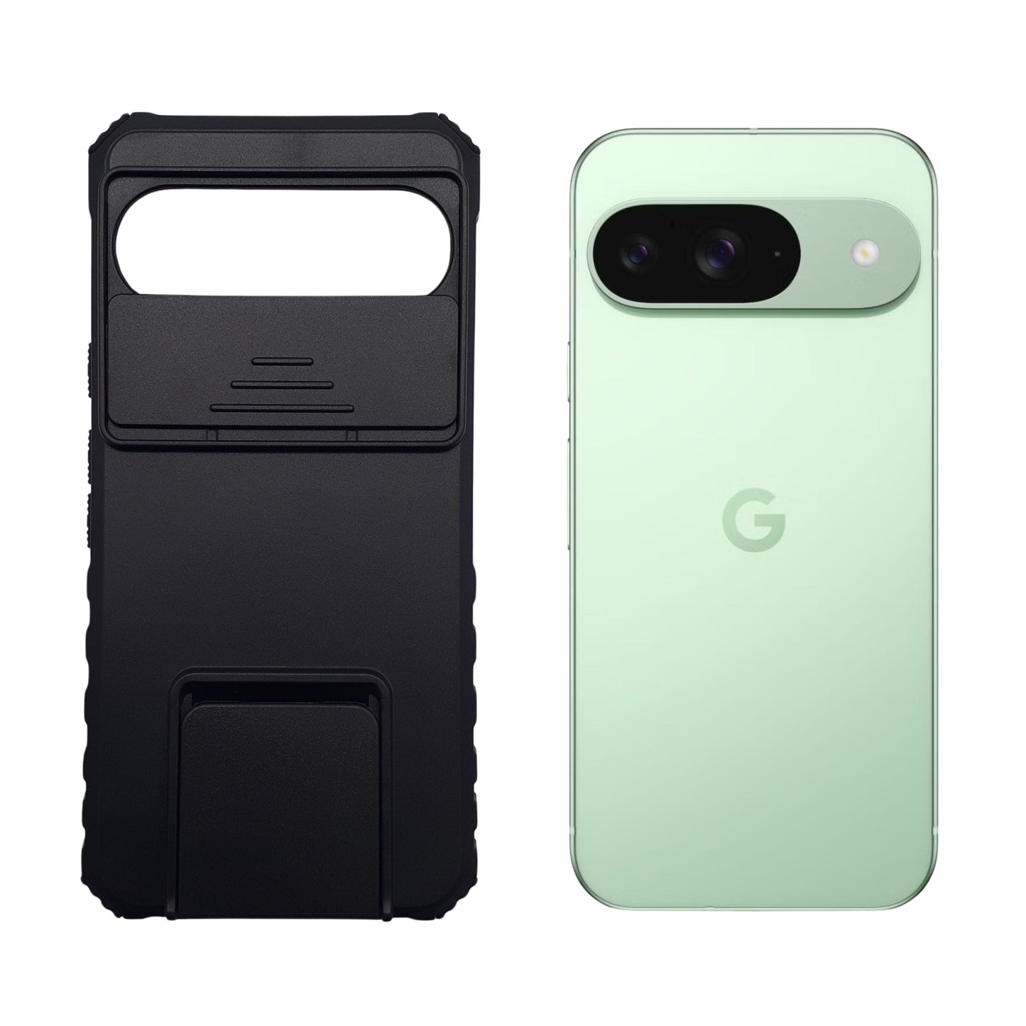 Google Pixel 9 Heavy Duty Shockproof Case with Sliding Camera Lens Protector and Integrated Kickstand for Ultimate Viewing and Protection