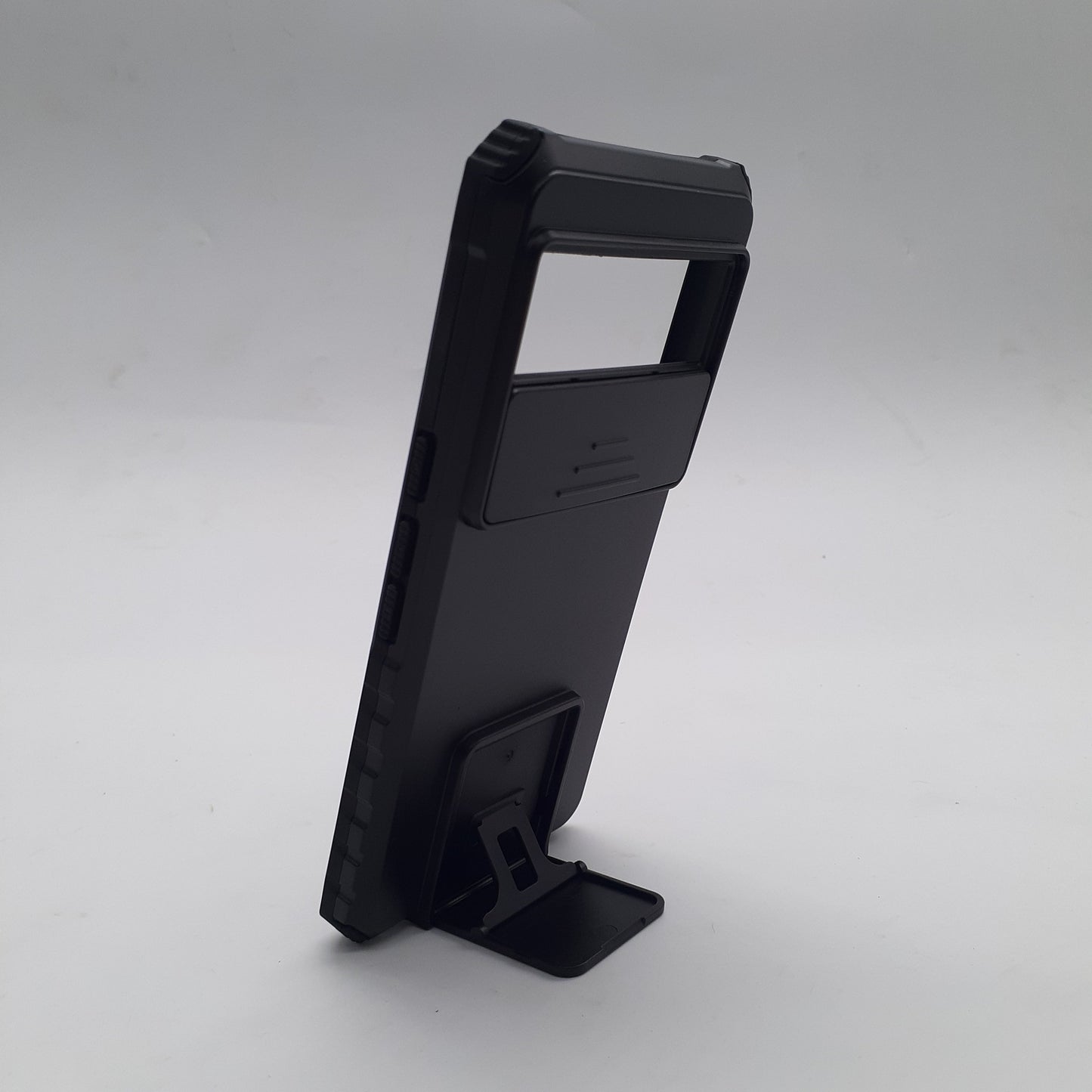 Google Pixel 8 Pro Heavy Duty Protective Phone Case with Camera Lens Slide Cover and Integrated Kickstand for Hands-Free Viewing