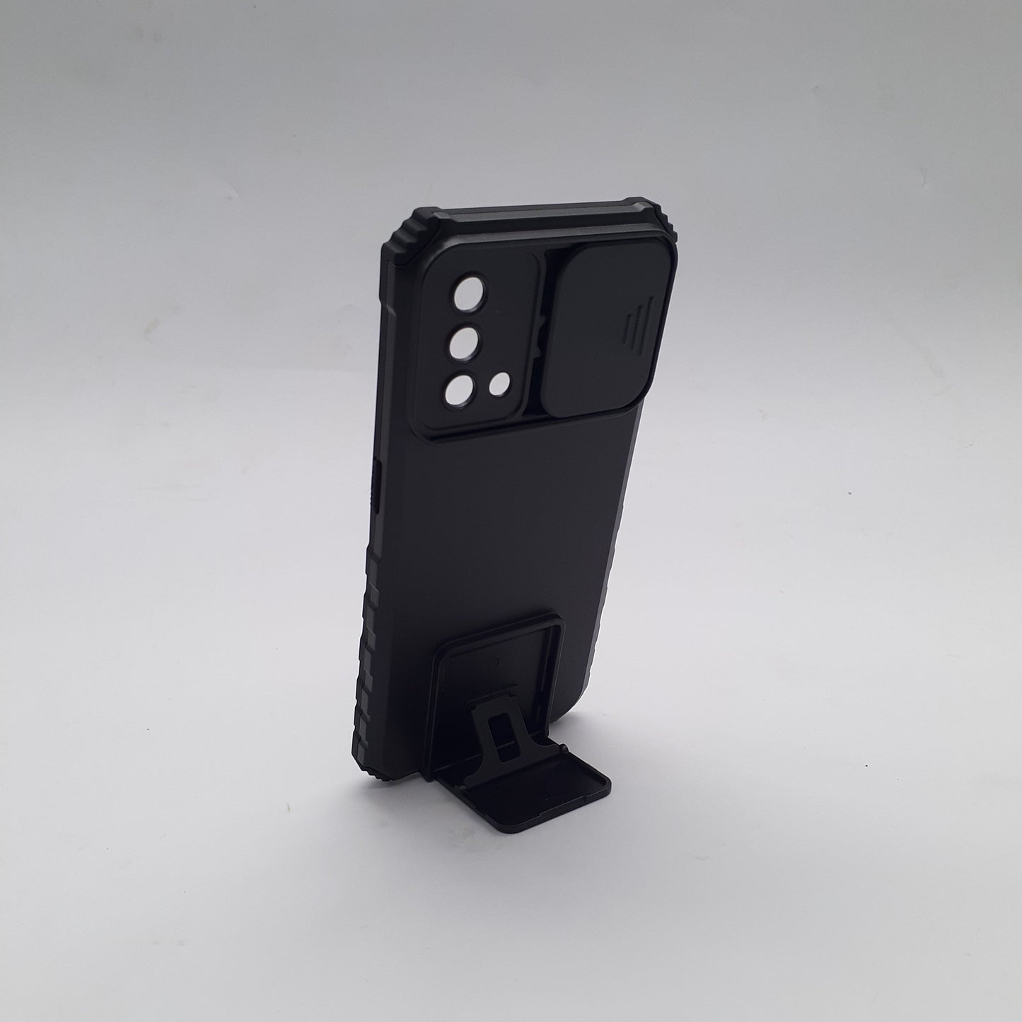 OPPO A74 4G/5G Heavy Duty Shockproof Phone Case with Camera Slide Cover, Credit Card Holder Slots, and Built-in 360¡ Rotate Ring Stand/Kickstand
