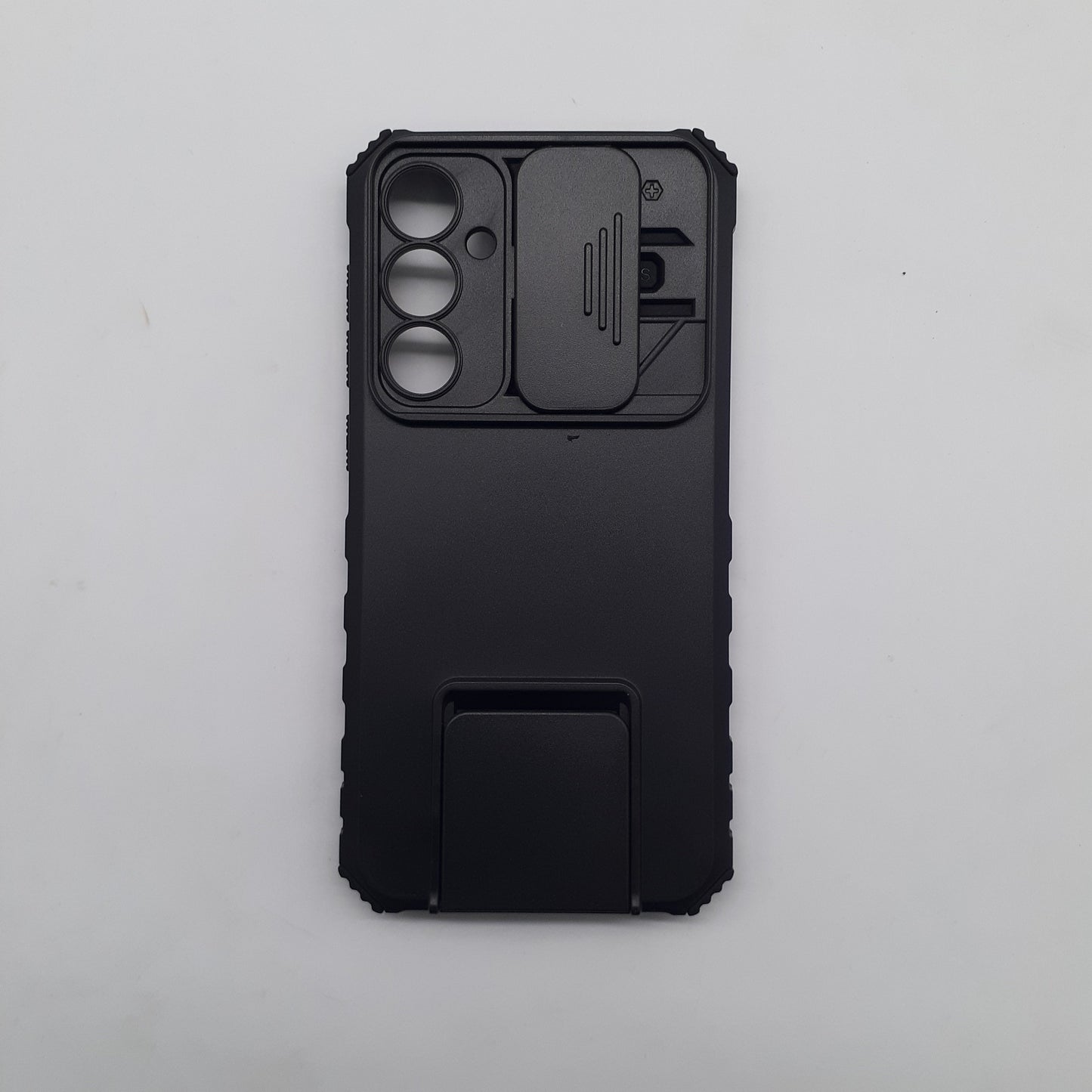 Samsung S23 FE Shockproof Case with Sliding Camera Cover and Integrated Ring Stand Holder, Heavy Duty Protection, Black