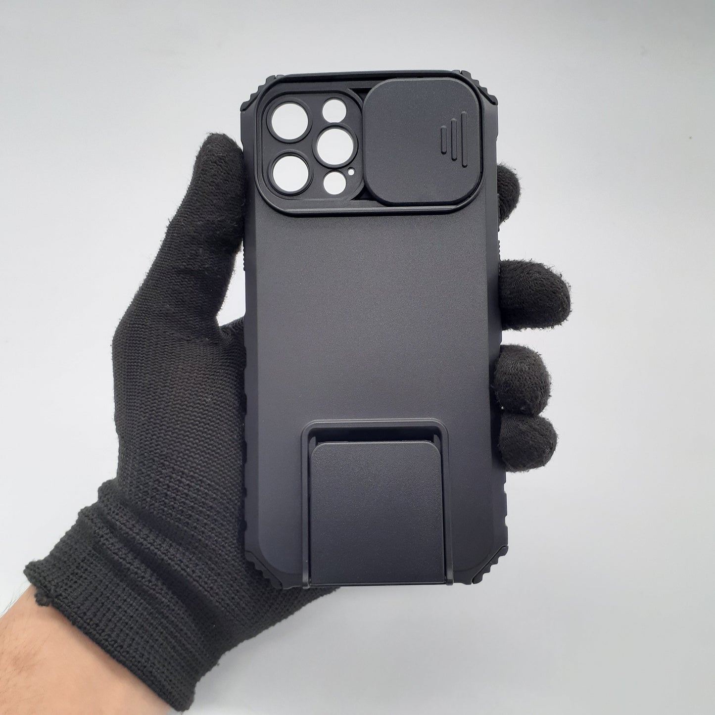 iPhone 12 Pro Heavy Duty Protective Case with Sliding Camera Cover and Integrated Kickstand for Hands-Free Viewing