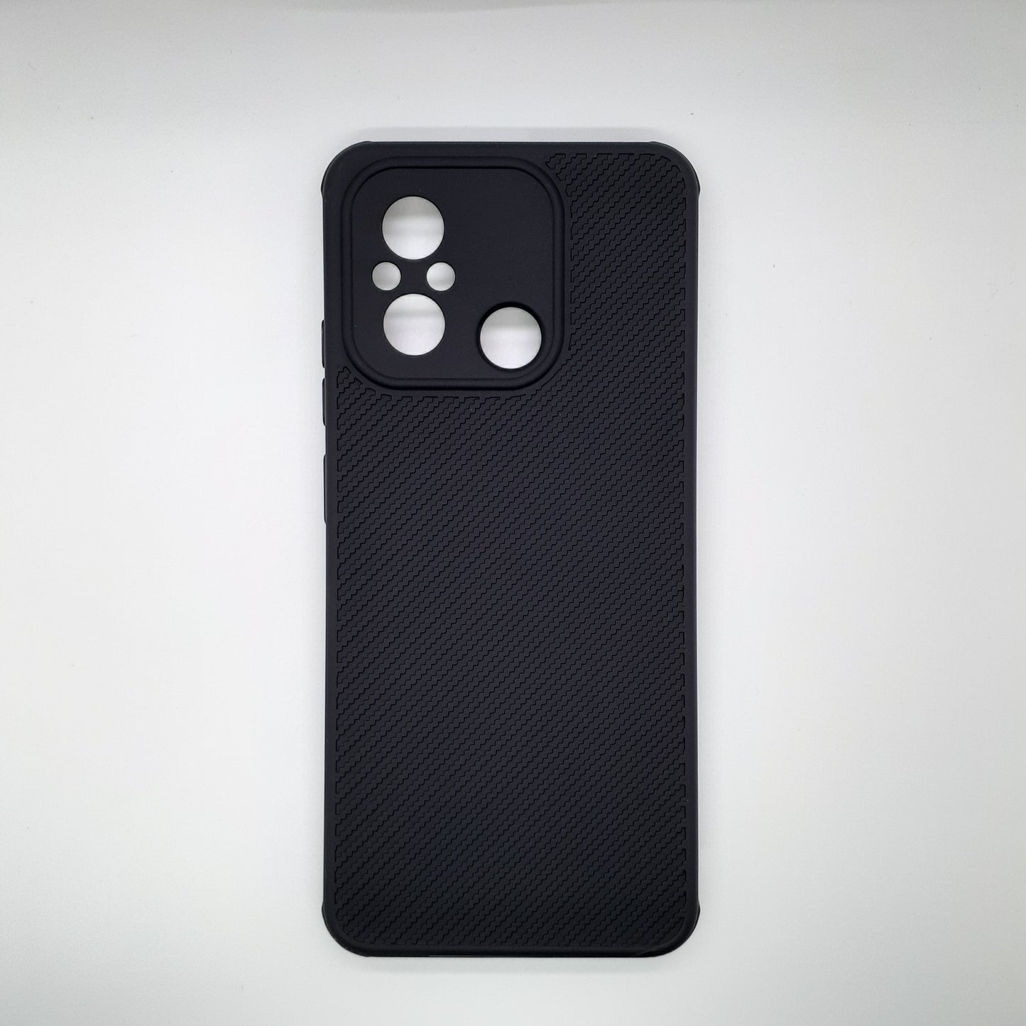 Redmi 12C Carbon Fiber texture Hard Rubber armour back cover shock-porof case