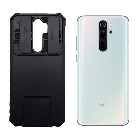 Redmi Note 8 Pro Rugged Protection Phone Case with Sliding Camera Cover and Integrated Kickstand for Hands-Free Viewing