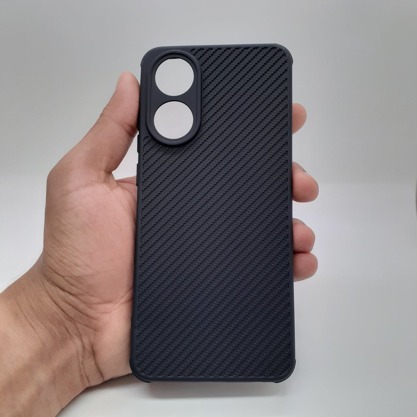 OPPO A78 Carbon Fiber texture Hard Rubber armour back cover shock-porof case