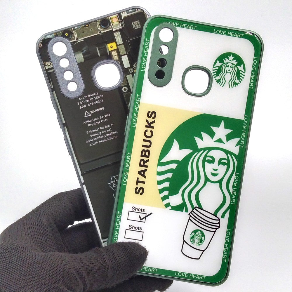 Vivo Y19 pack of 2 Glass Back Covers Stabucks and Circuit Design